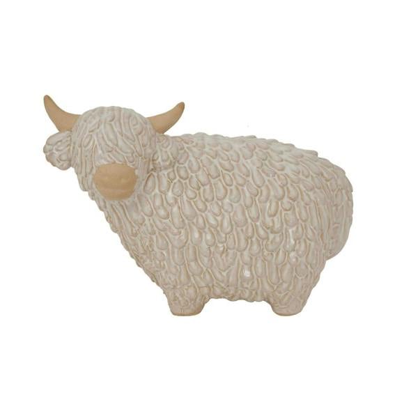 Hill Interiors Ceramic Highland Cow Christmas Decoration - White - 