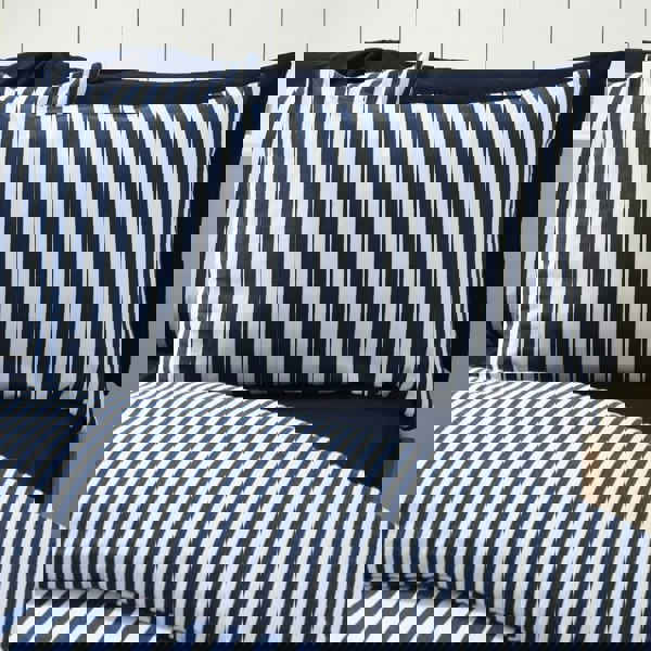 Catherine Lansfield Brushed Stripe Cotton Reversible Duvet Cover Set Navy Blue