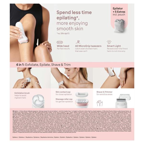 Braun Silk-epil 7,  Epilator For Easy Hair Removal, Lasting Smooth Skin, 7-060, White/Flamingo