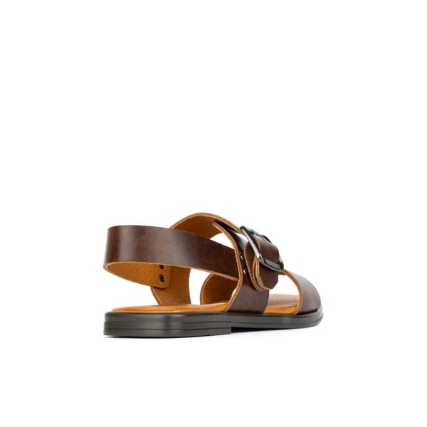 Embassy London Dixon - Brown - Women's flat leather sandals with wide double straps