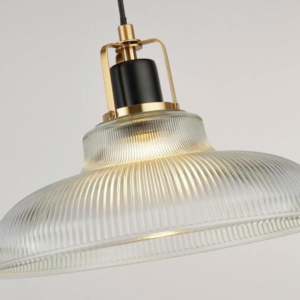 Lighting Collection RIBBED GLASS PENDANT CEILING LIGHT