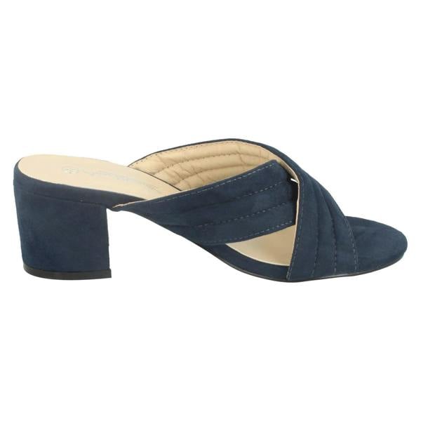 Anne Michelle Ladies Anne Michelle Mid Heel X Strap Vamp Mule Sandals