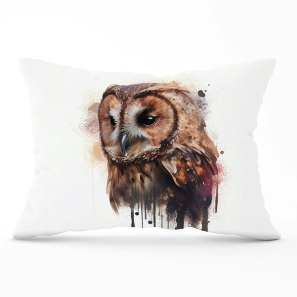 Warren Reed Tawny Owl Face Splashart Light Background Cushions