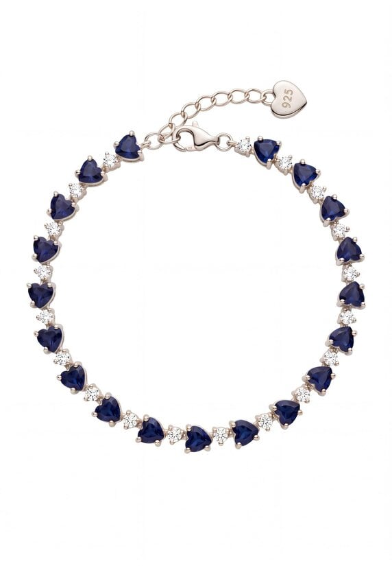 Latelita Asscher Cut Heart Tennis Bracelet Sapphire Silver