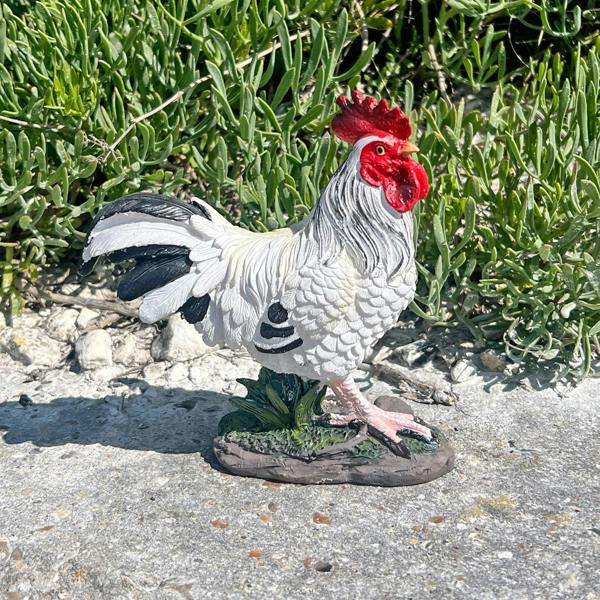 Farmwood White Cockerel Bird Garden Animal Ornament