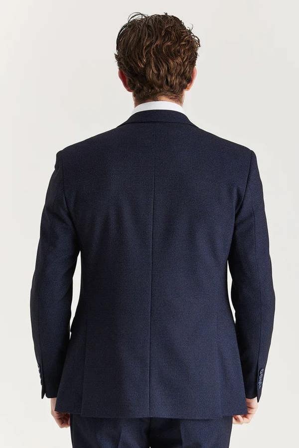 Infinity Leather Men's Navy Suit Blazer Prince Of Wales Formal Blazer