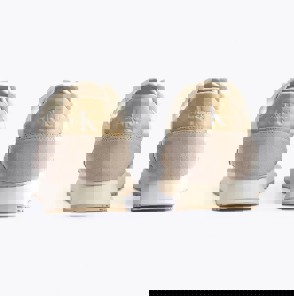 Calvin Klein RETRO RUNNER LOW MIX Mens Trainers Creamy White/Eggshell/Khaki