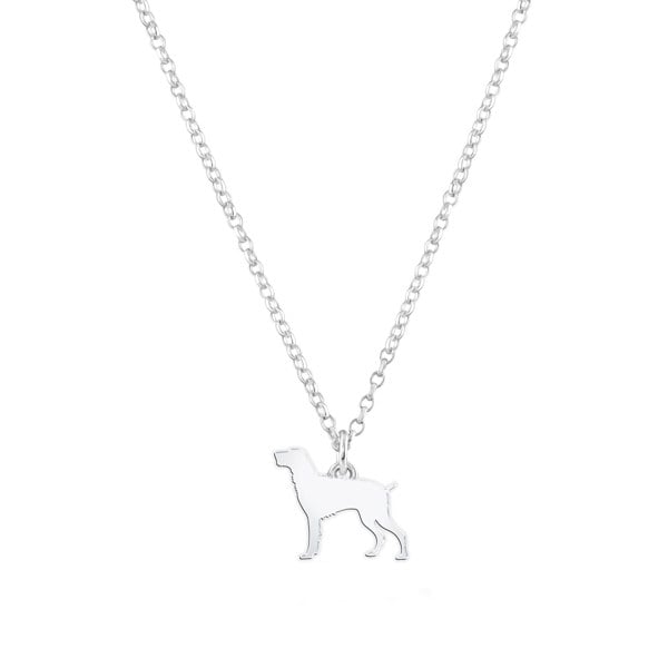 German Wirehaired Pointer Silhouette Silver Necklace - Personalised - MYLEE London