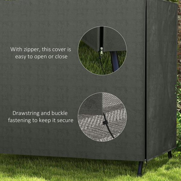 Dark grey cover with zipper opening and drawstring fastening on side panels