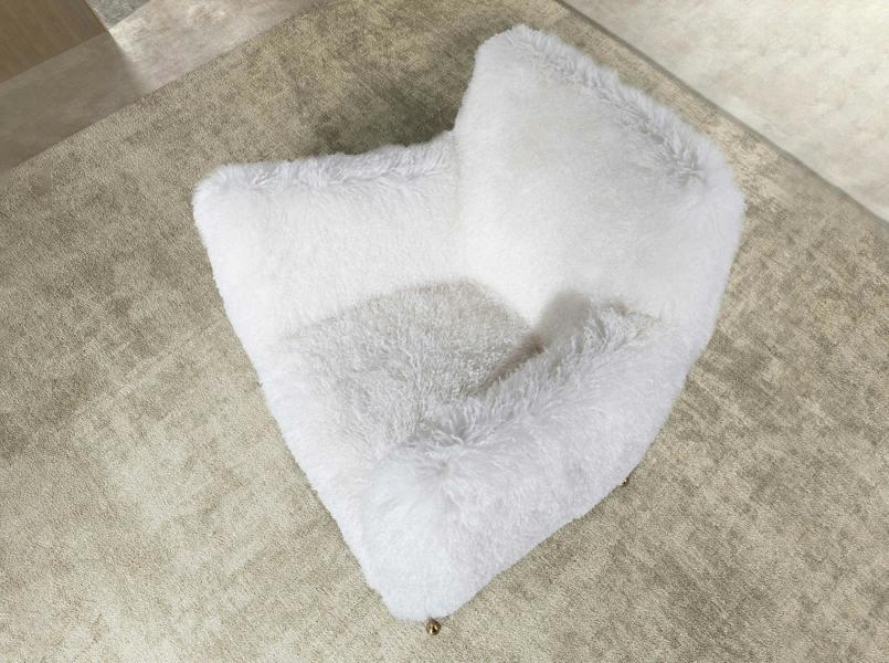 Angel Cerdá White long pile fabric armchair 5191
