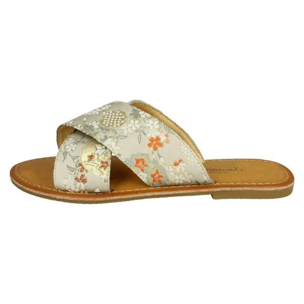 Savannah Ladies Savannah Cross Strap Patterned Mules