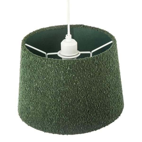 Elegant Rich Forest Green Tapered Lampshade in Boucle Lamb Wool Fabric Image 3