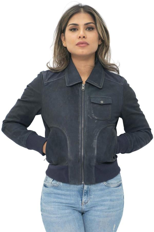 Infinity Leather Womens Leather MA-1 Varsity Jacket-Ann Arbor