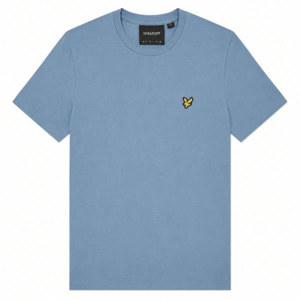 Lyle & Scott power blue crew neck t-shirt in soft cotton with the signature yellow eagle logo on the chest.
