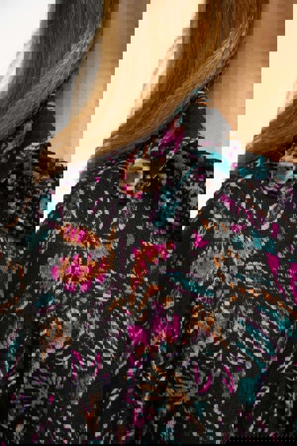 Mudflower Floral Print Cowl Neck Dress