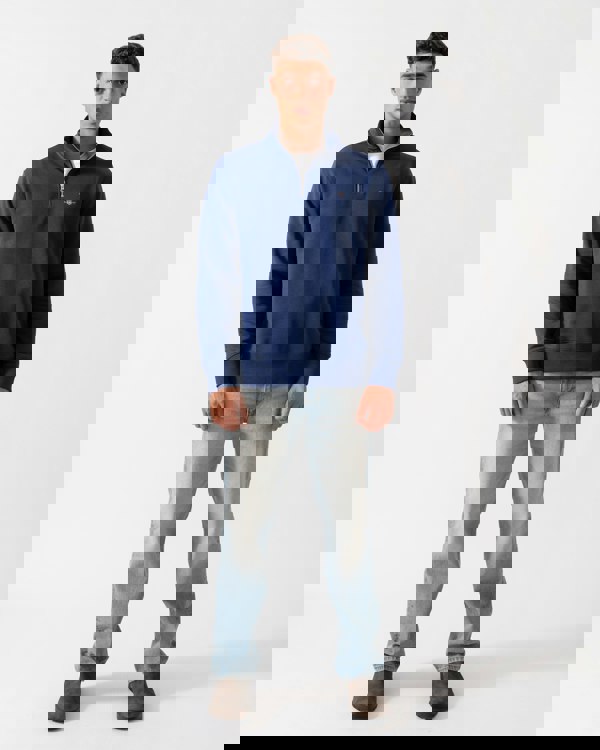 GANT Mens Regular Fit Shield Logo Half Zip Sweatshirt - 423 Persian Blue