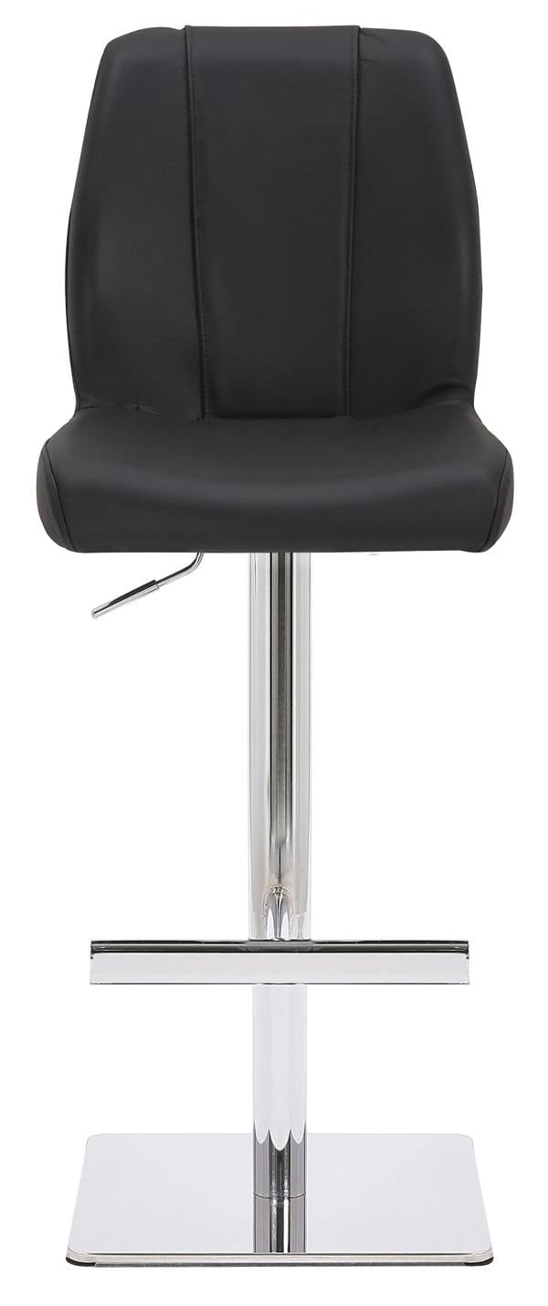 Lamboro Ravenna Deluxe Breakfast Bar Stool, Chrome Footrest, Height Adjustable Swivel Gas Lift, Home Bar & Kitchen Leather Barstool, Black