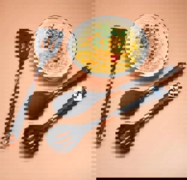 Anygleam 12-Piece Nonstick Kitchen Utensil Set – Black Cooking Tools with Gold-Plated Handles, Heat-Resistant, Includes Storage Box