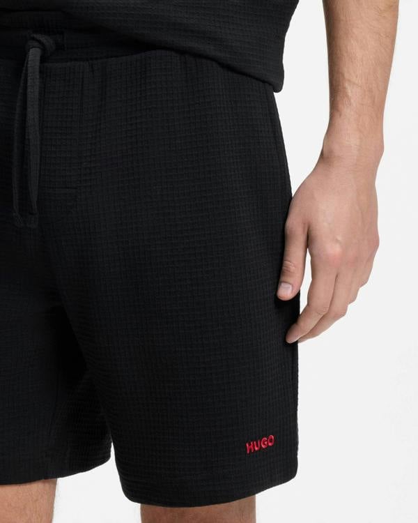 HUGO Austin Mens HUGO Austin Mens HUGO Austin Mens Waffle - Structured Pyjama Shorts with Embroidered Logo | CHO | Designer Mens Pyjamas
