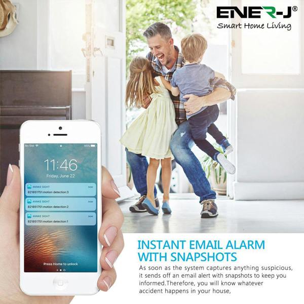 ENER-J 8CH Wireless CCTV Kit with 15.6" FHD IPS Monitor, 1TB HDD, 1080P Outdoor Cameras, Audio & PIR Motion Detection, Plug & Play Security System