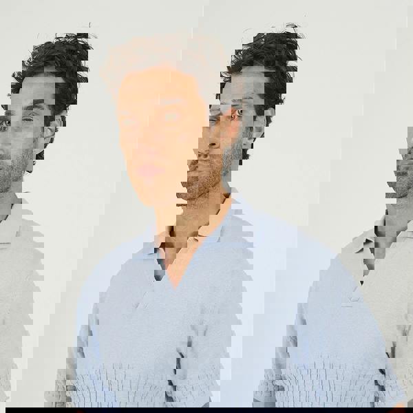 Brave Soul Light Blue Short Sleeve Knitted Polo Shirt - Light Blue Image 4