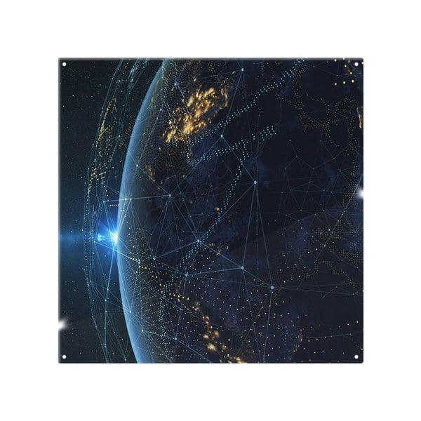Benjamin Tate Design Connection Lines Around Earth Globe Splash Back
