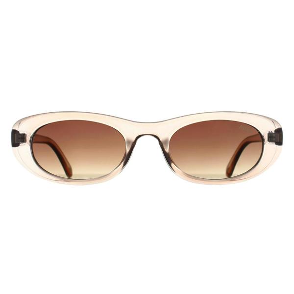 Atum Oval Womens Transparent Beige Silver Brown Gradient Noctis Sunglasses