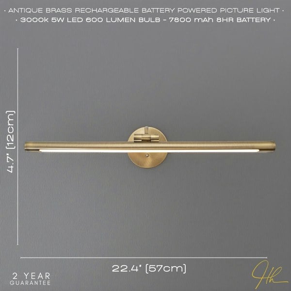 Antique Brass Wireless Rechargeable LED Touch Dimmable Picture Light Image 7