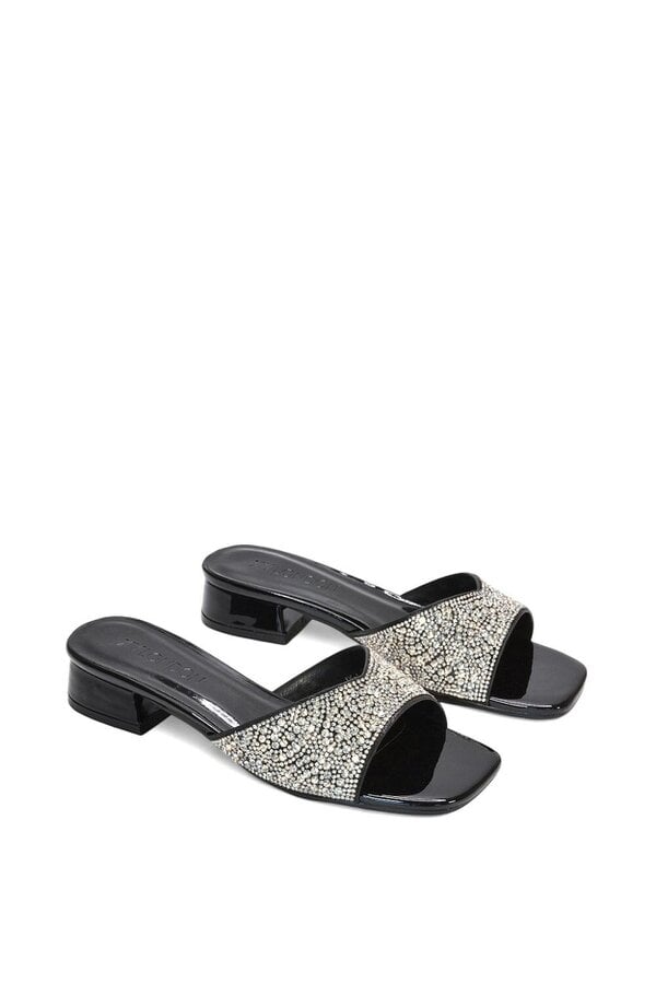 XY LONDON Low Heel Sandal Mules With Diamante Details