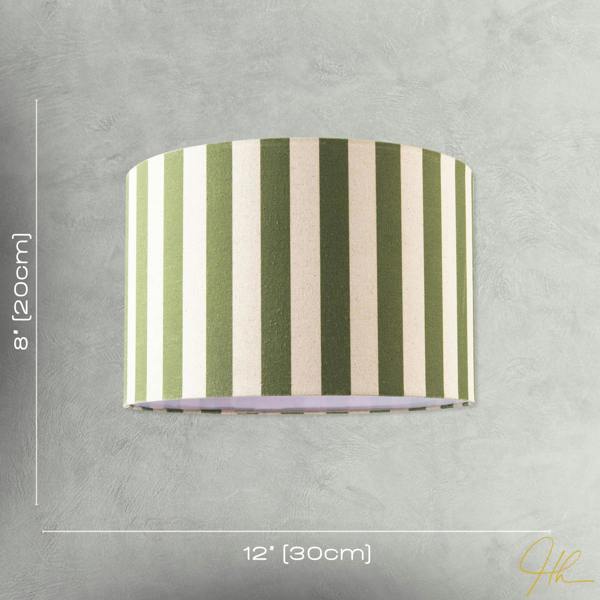 Garden Olive Green and Oatmeal Linen Striped Shade with Fabric Inner Image 7