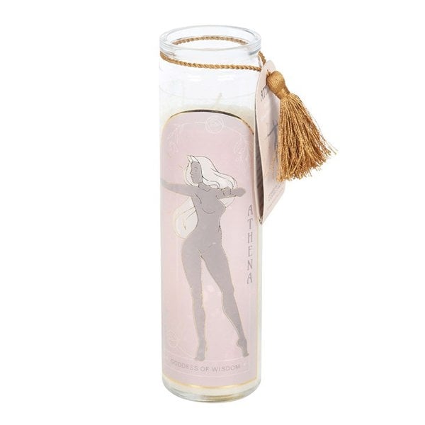 Serano Athena Goddess Tube Candle with Clear Quartz Crystals
