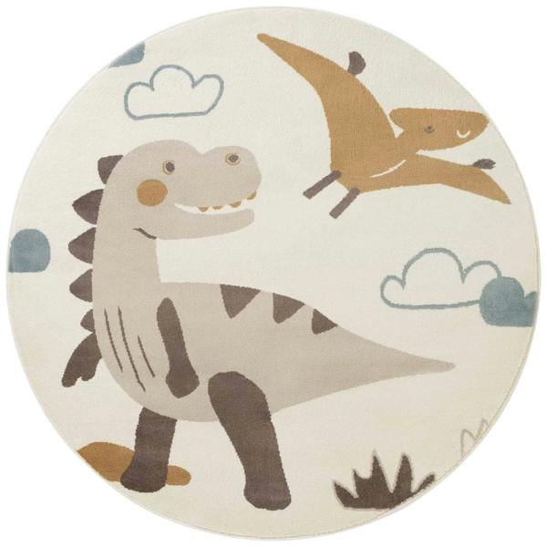 Adventures Kids Rug Dino Cream Underfloor Heating, Fun Design Rug