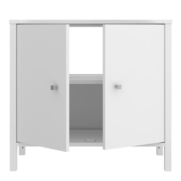 Furniture To Go Ipsarion Under Sink Bathroom Storage Unit with 2 Doors & Silver Handles in White