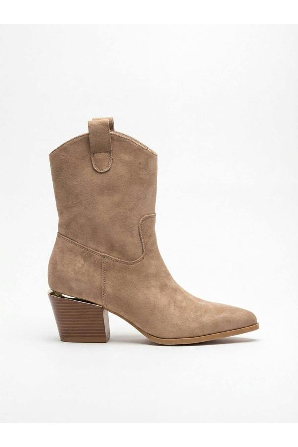 Jessie Womens Suede Western Ankle Boots - TAUPE