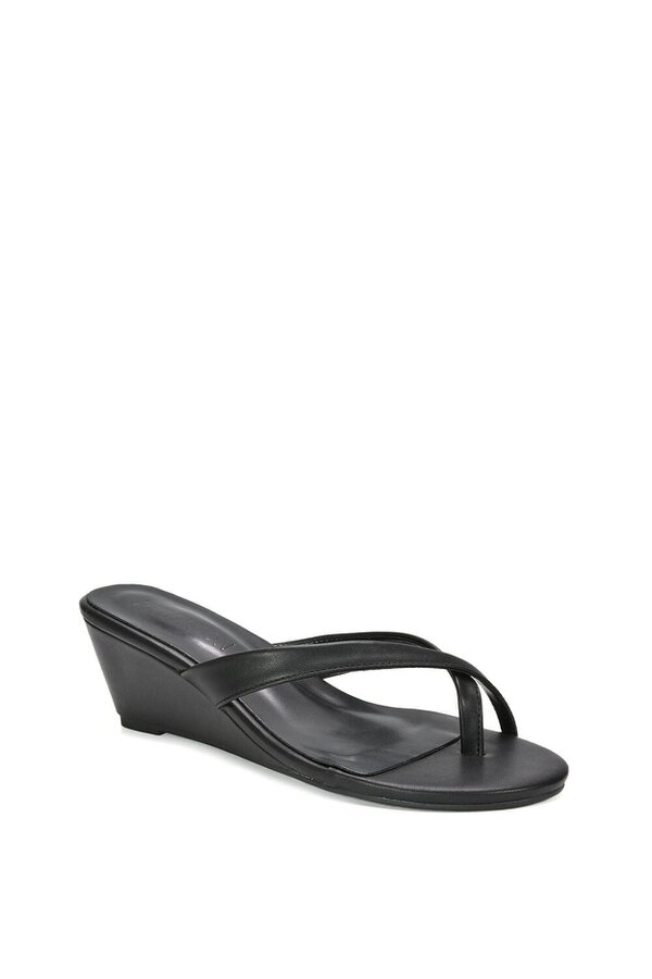 XY LONDON Mid Wedge Heel Sandal Mules With Toe Post