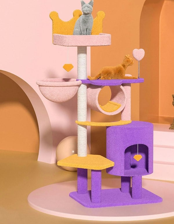 Seb Cat Climber, Cat Tree, Coral Fleece-Weilai concept-Weilai Concept