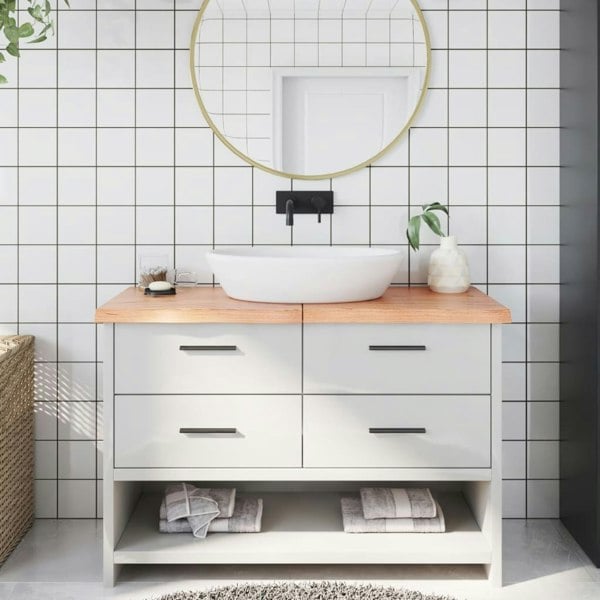 Berkfield Bathroom Countertop Light Brown 120x60x4 cm Treated Solid Wood