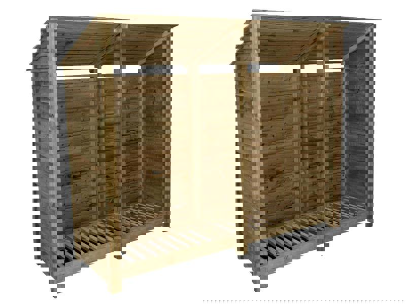 Arbor Garden Solutions Wooden Log Store (Roof Sloping Back) W-227cm, H-126cm or 180cm, D-88cm