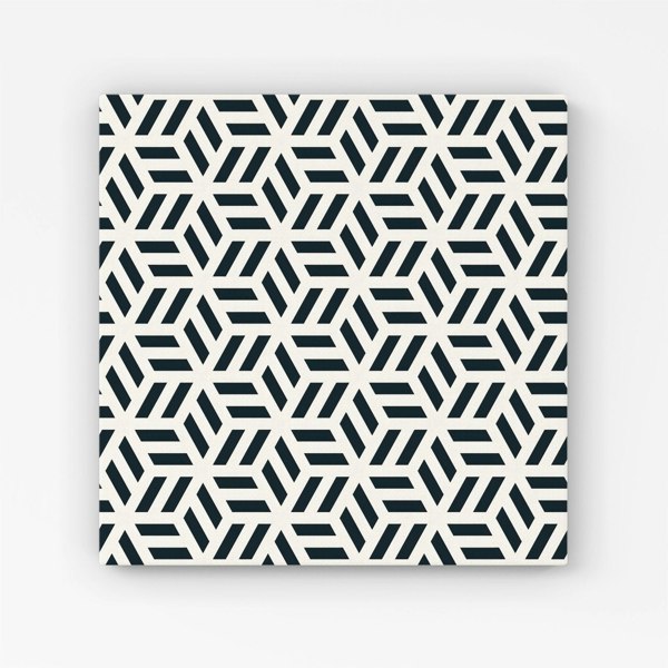 Warren Reed Geometric Monochrome Hexagonal Pattern Canvas