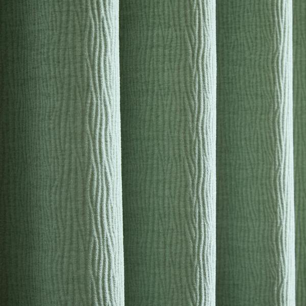 Catherine Lansfield Crinkle Chenille Lined Eyelet Curtains Green