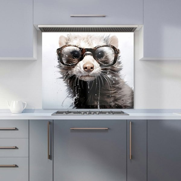 Warren Reed - Designer Splashart Ferret With Glasses Kitchen Splashback