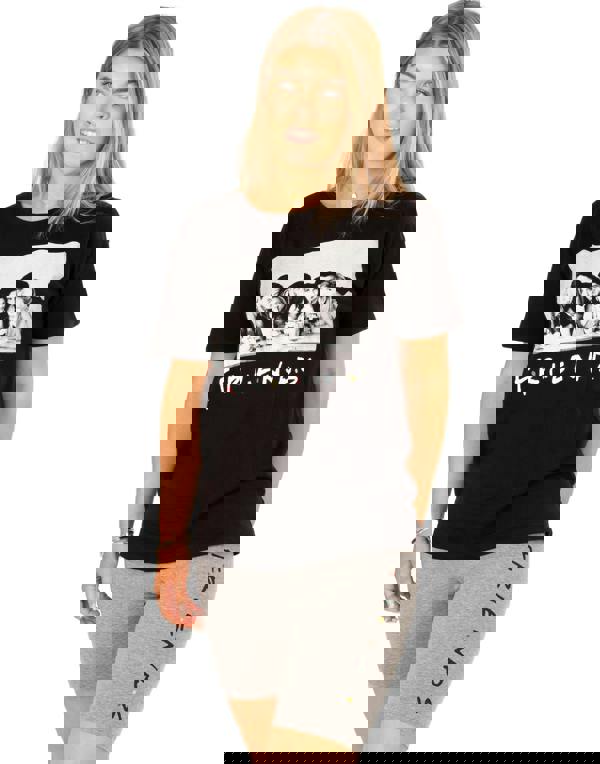 Friends Womens Black Short Sleeve Cycling Short Pyjama Set