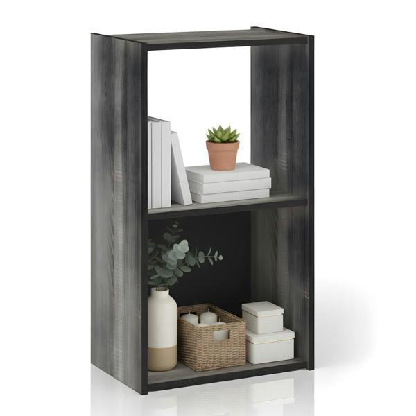WALPLUS Pelli Cubic Storage Cabinet, 2x1, French Oak Grey/Black designed for practical home storage