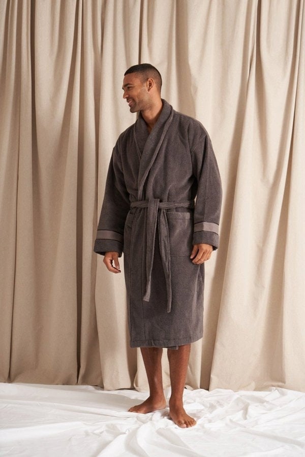 Bamboo Towelling Robe in Smoke GreyHomeware