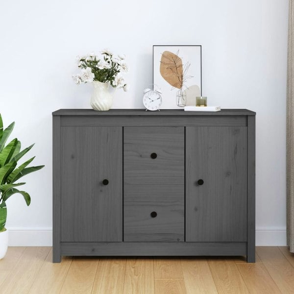 Berkfield Sideboard Grey 100x35x74 cm Solid Wood Pine