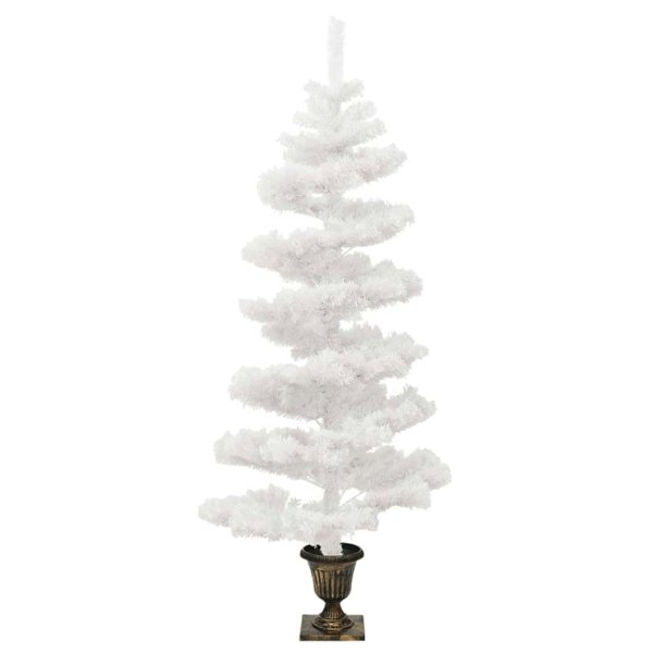 Berkfield Swirl Christmas Tree with Pot and LEDs White 120 cm PVC