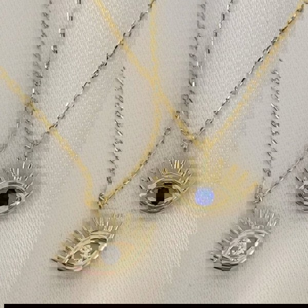 Spero London White Eye Evil Eye Sterling Silver Necklace