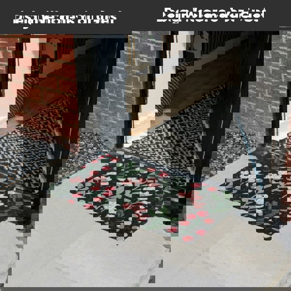 JVL Eco-Friendly Latex Backed Coir Entrance Doormat, 45x75cm - Floral