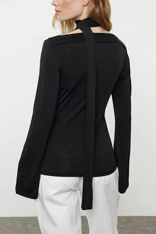 WOVCOR Knit Blouse with Shawl Detail