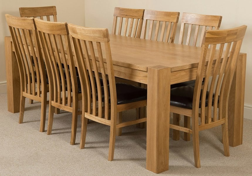 That's Furniture Kuba Extra Large Oak Dining Table with Harvard Oak Chairs